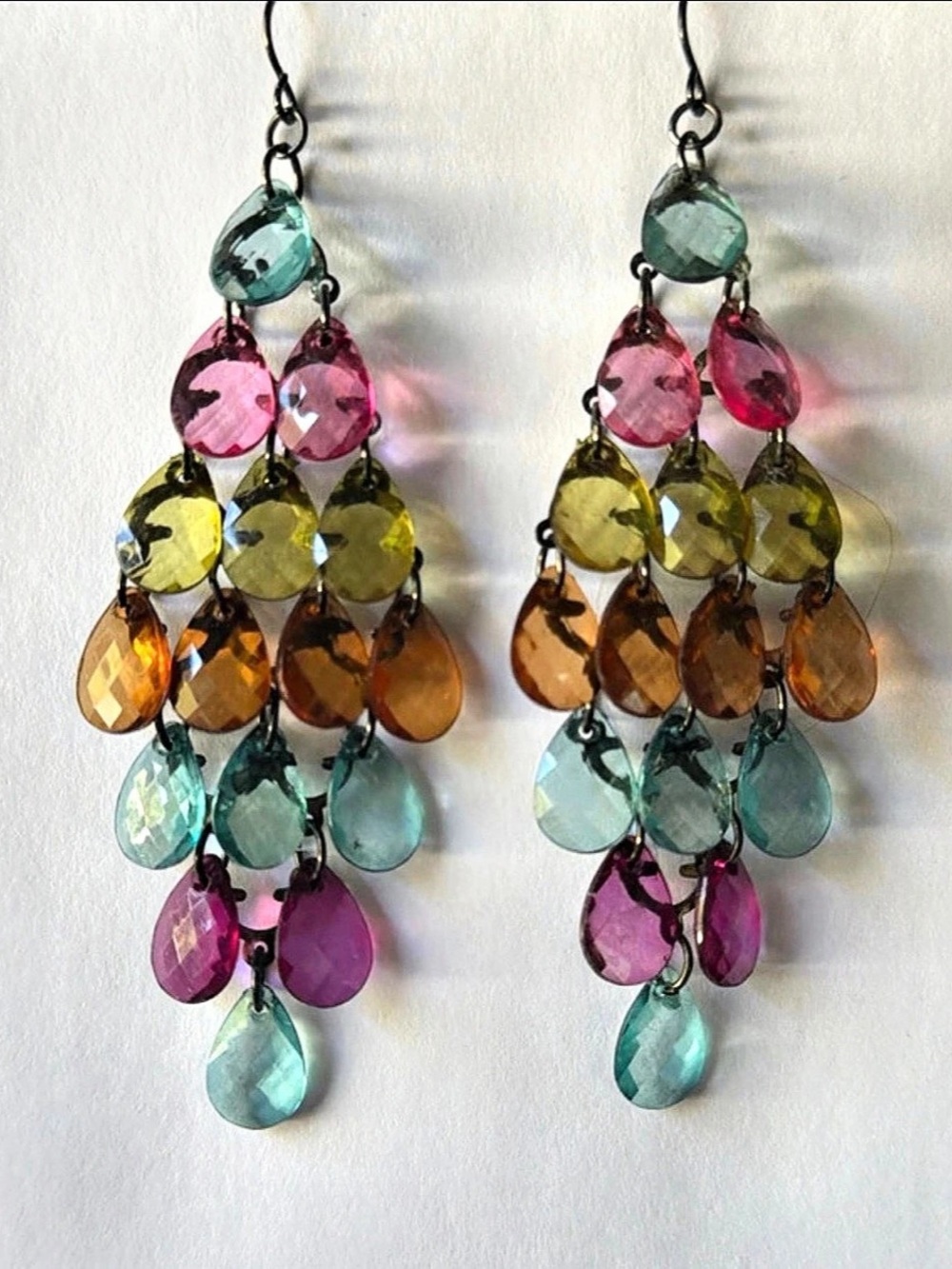 Multicolor Beaded Chandelier Earrings Like New